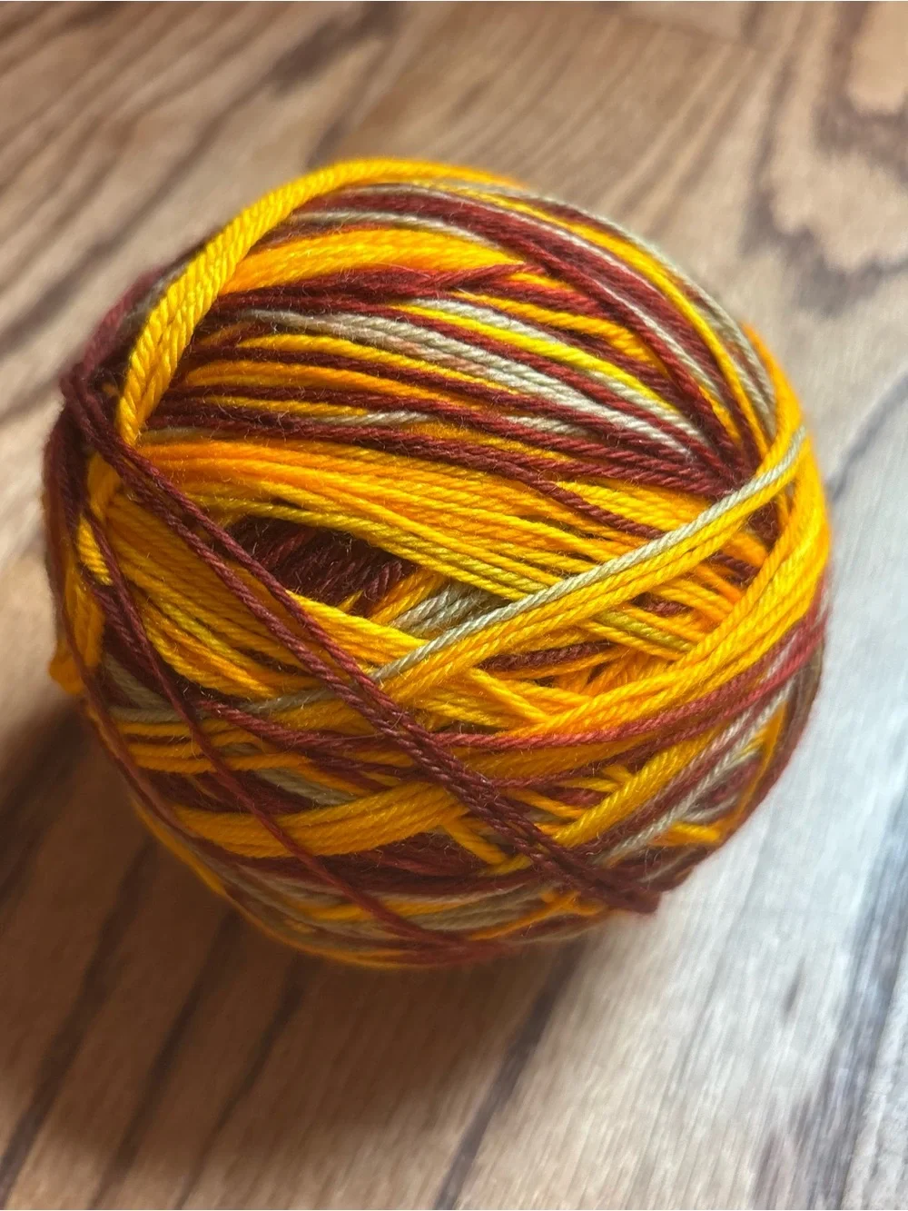 Yarn Fingering Weight Sock 105g Red Gold Tan Wool Blend Knit Hand Dyed Indie